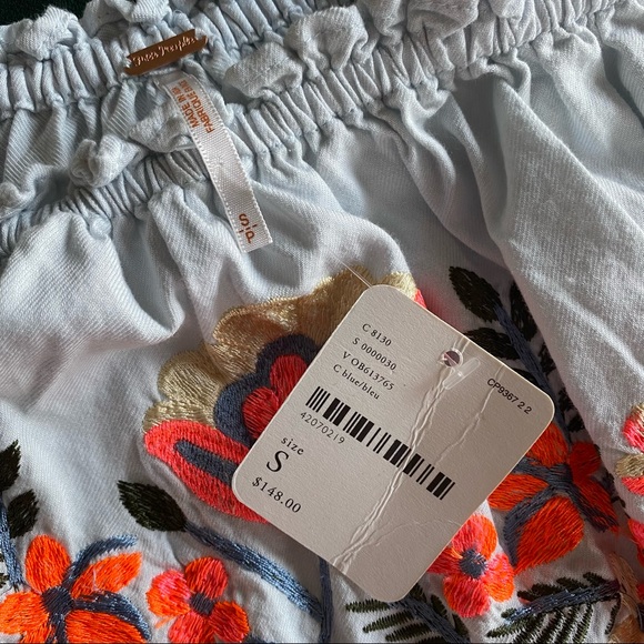 Free People Fleur Du Jour Light Blue Embroidered Dress size small - Picture 4 of 11